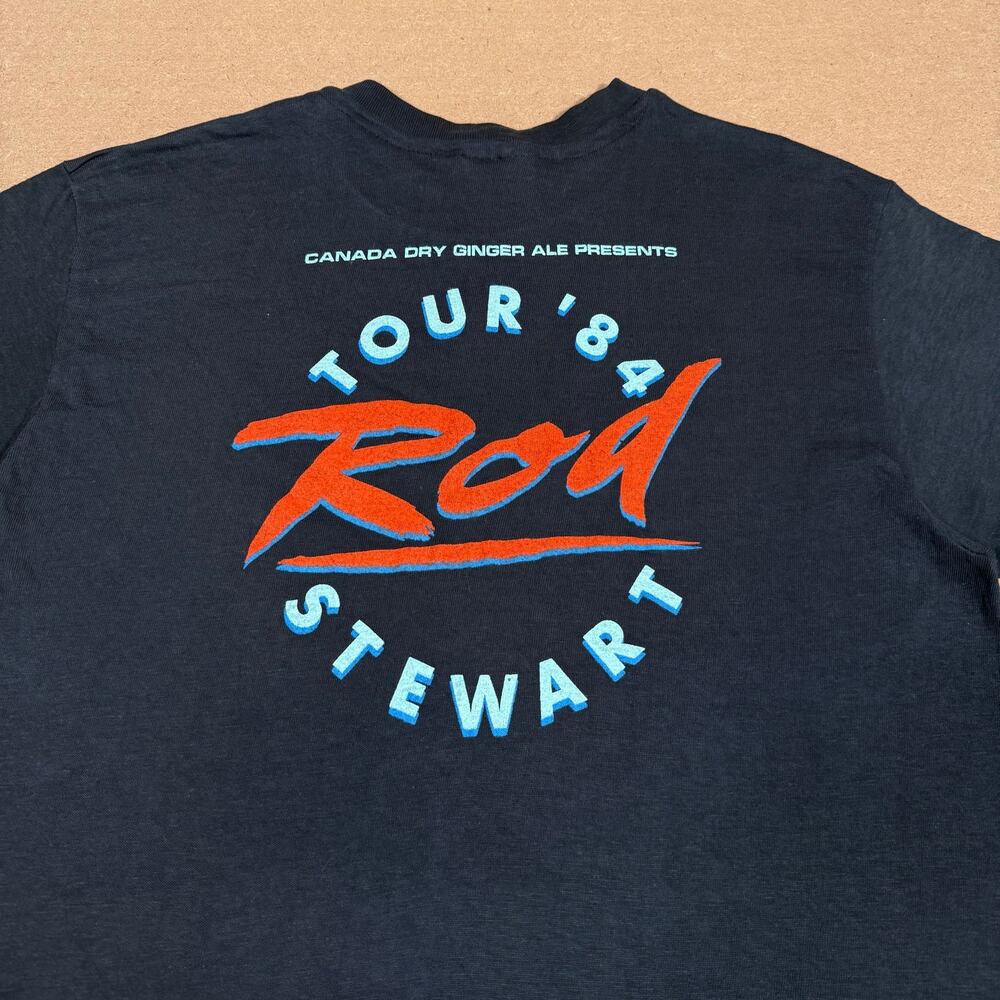 Vintage 1984 Rod Stewart Camouflage Tour Shirt Single Stitch 80s Fits like Small - Picture 4 of 7